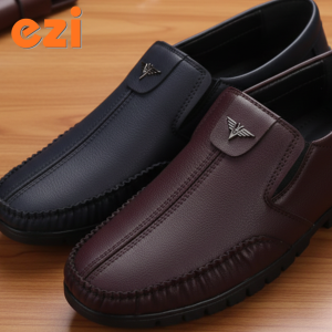 Men’s Formal Shoes Black Premium Leather Casual Breathable Slip-on Loafers